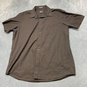 Omega Dress Shirt Mens 2XL 18-18 1/2 Black Cotton Short Sleeve Button Up Formal